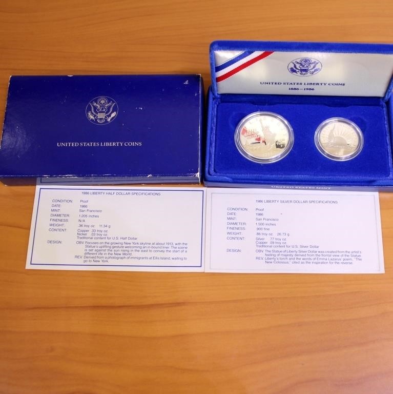 1986 US Liberty Coins Proof Set 90% Silver Dollar