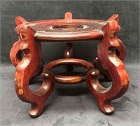 Vintage Chinese Wood Carved Round Vase/Planter Sta