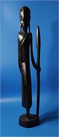 Vintage Ebony Wood African Warrior Statue