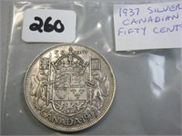 1937 Silver Canadian Fifty Cents Coin