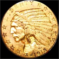 1915 $5 Gold Half Eagle CLOSELY UNC