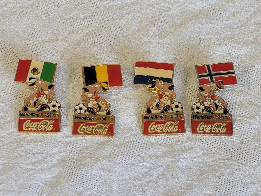 4 COCA-COLA WORLD CUP USA 1994 COLLECTOR PINS