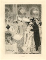 Louis Abel-Truchet original etching "Le Cafe de Pa