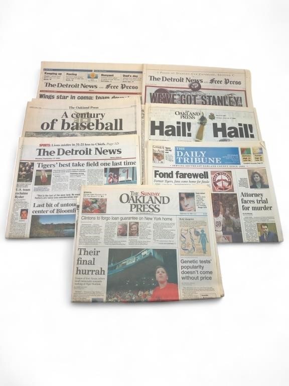 Detroit Sports Milestones Newspapers