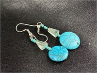 Round Turquoise Dangle Earrings