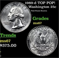 1989-d Washington Quarter TOP POP! 25c Graded ms67