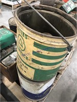 Cities Service 5-gallon bucket, Gulf 5-gal can
