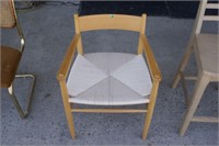 Wood Arm Chair with Woven Seat