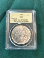 1921 MS 64 Morgan Silver dollar