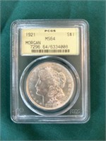 1921 MS 64 Morgan silver dollar