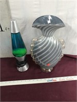 Lava Lamp And Hand Blown Glass Vase