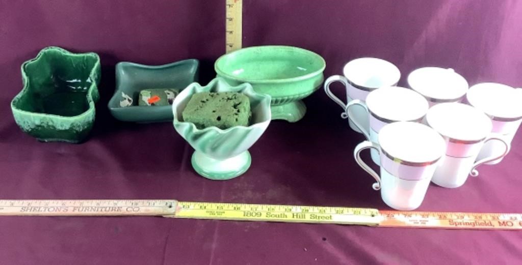 Vintage Art Pottery Planters, & Mary K mugs