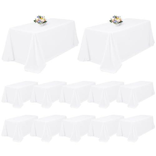 12 Pack Rectangle Tablecloth 90 x 156 inch White