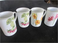 Set of 4 "Bloom" Hand Painted Coffee Cups