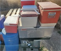 Huge Lot Of Various Sized Coolers
