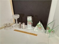 Glass Salt & Peppers, Candle Stick, Mirror Glass