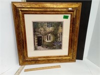 Framed & Matted Floral & Vine Wrapped Cottage