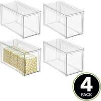 mDesign Plastic Stackable Pull Out Drawers - 4 Pk