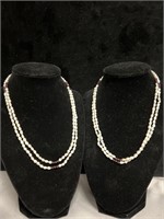 2 Fresh Water Pearl strands with Garnet stones