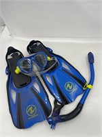 us divers snorkel set blue black s/m