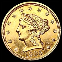 1905 $2.5 Gold Quarter Eagle UNCIRCULATED