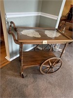 Rolling Bar Cart w/ Serving Tray Top