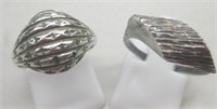 Lot of 2 Sterling Silver Abstract Rings