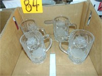 4 Original Flower Design Crystal Mugs