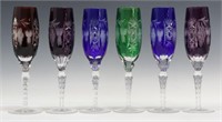 (6) BOHEMIAN CUT-TO-CLEAR GLASS CHAMPAGNE FLUTES