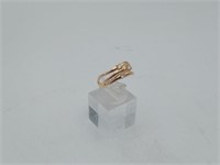 Sterling Gold Overlay CZ 3 Band Ring