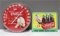 COCA-COLA ADVERTISING SIGN AND THERMOMETER (2)