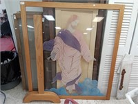 Jesus religious plexiglass painted mural w/ stand