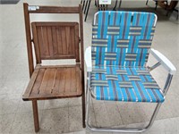 Lawn chair & wood folding chair