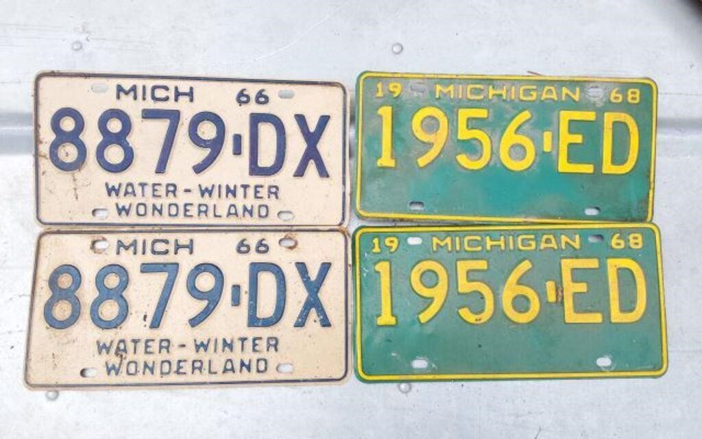 MICHIGAN LICENSE PLATES- 1968 MATCHING SET AND