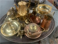Misc Copper and Gold Plate Pieces, Candlesticks