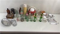 30pc Vtg Advertising Bottles, Glassware & Decor