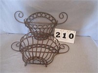 Wrought iron wall baskets, 2 each