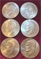 (6) Eisenhower D Bicentennial Dollar Coins