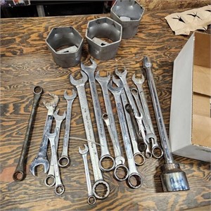 Various Wrenches & 4" & 4 1/2" Sockets