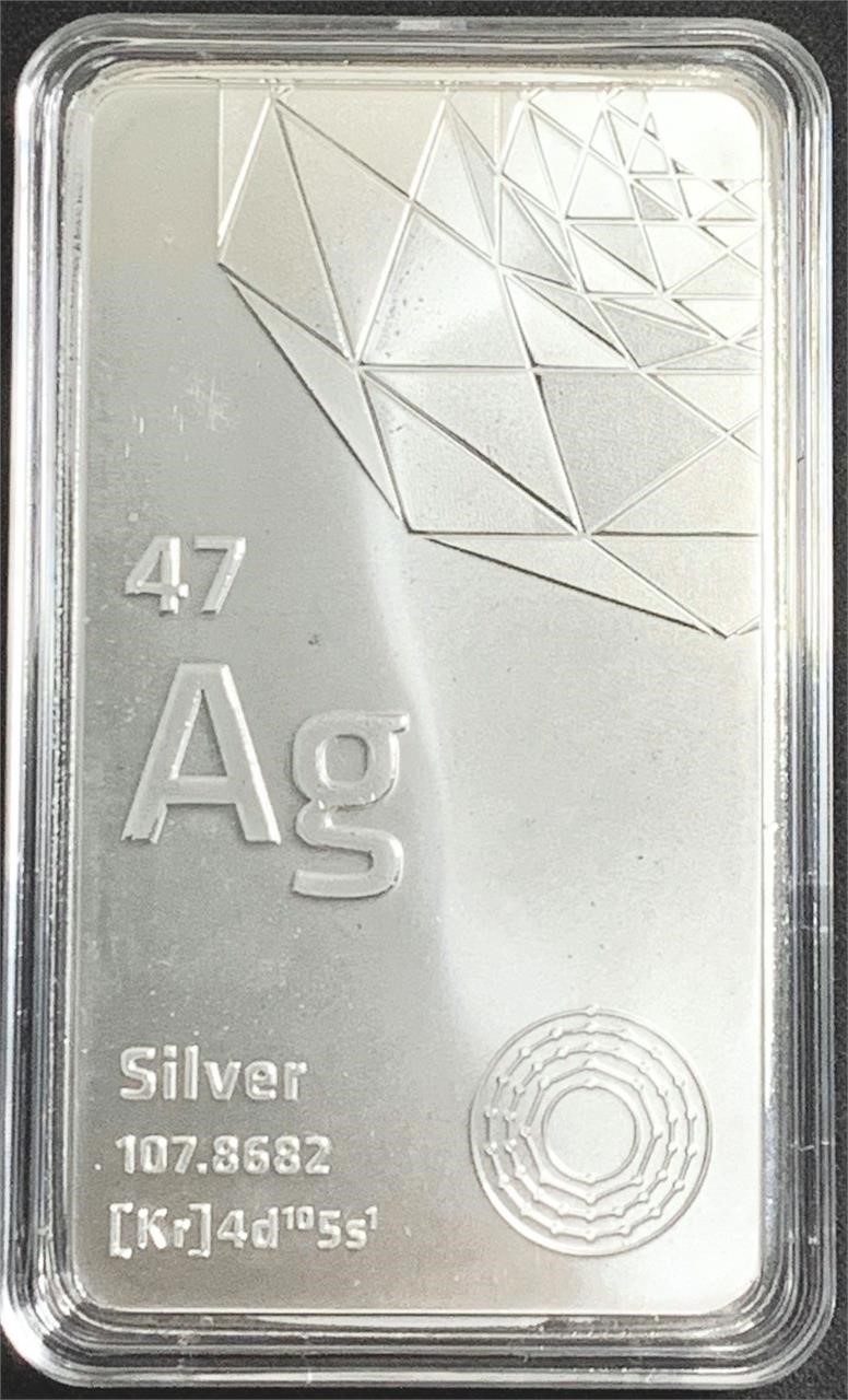 10 oz .999+ Pure Silver Elemetal Bullion Bar
