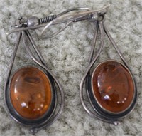 925 Sterling SIlver Baltic Amber Hook Earrings