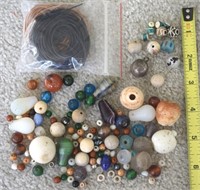 African & Misc Trade Beads: Glass, Clay, Stone +