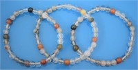 (3) Quartz Polished Bead Ball Stretch Bracelets
