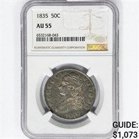 1835 Capped Bust Half Dollar NGC AU55