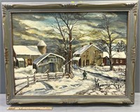 Winter Landscape Oil Painting on Board