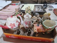 COLLECTION OF VIN. PLANTERS,TEAPOTS, FIGURINES