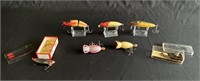 Lot of vintage fishing lures shown