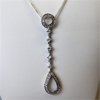 $160 S/Sil Cubic Zirconia Pendant With Chain