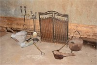 FIREPLACE GRATE, COAL SCUTTLE, FIREPLACE