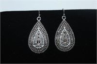 Pair of Reticulated Teardrop Earrings